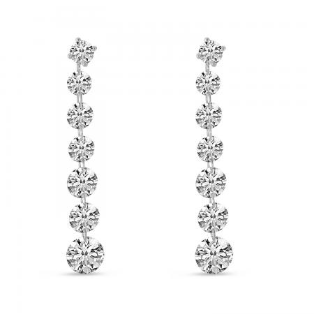 14K White Gold Cascading Dashing Diamond Earrings