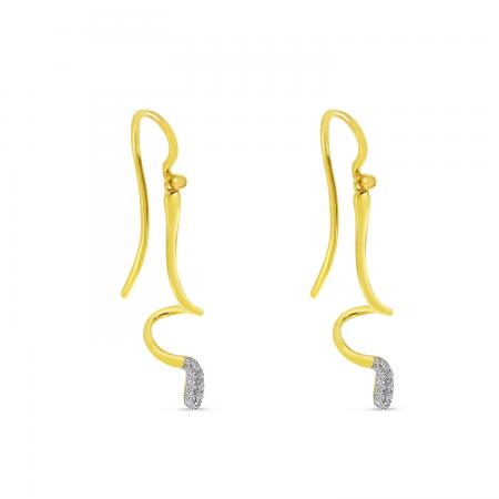 14K Yellow Gold Diamond Fashion Swirl Earrings