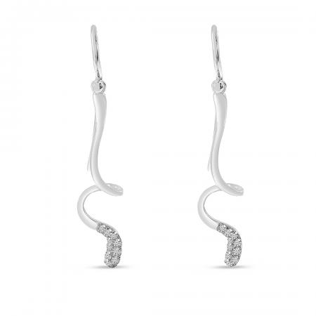 14K White Gold Diamond Fashion Swirl Earrings