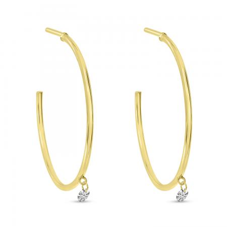 14K Yellow Gold Dashing Diamond Shaker Hoop Earrings