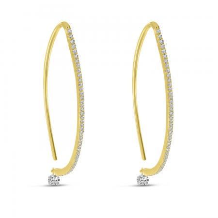 14K Yellow Gold Floating Diamond Linear Earrings