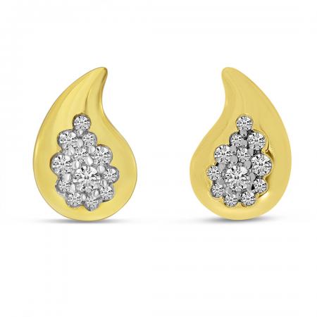 14K Yellow Gold Petite Diamond Teardrop Stud Earrings