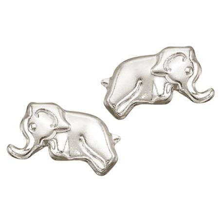 14K White Gold Baby Elephant Screwback Earrings