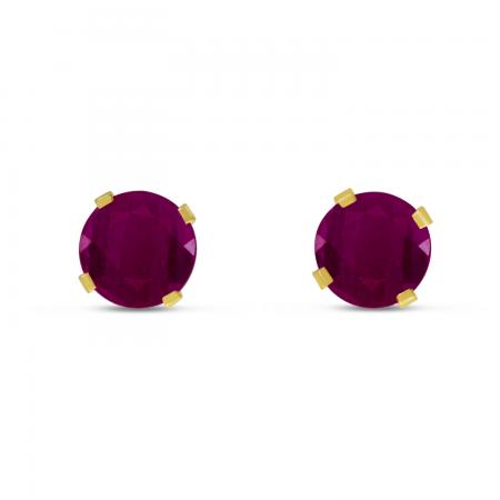 14K Yellow Gold 5mm Diffused Ruby Birthstone Earrings