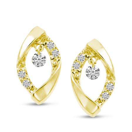 14K Yellow Gold Diamond Dashing Diamonds Earrings