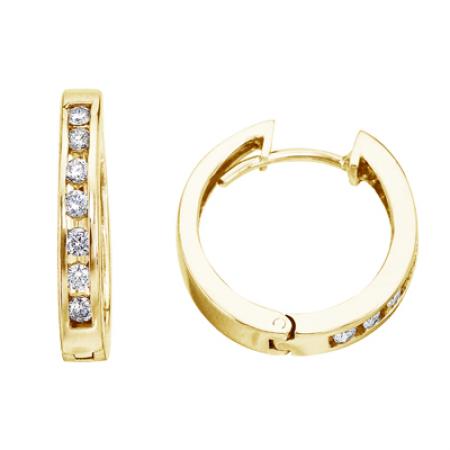 14K Yellow Gold 0.54 Ct Diamond Hoop Earrings