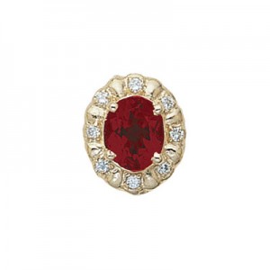 14 Karat Gold Slide with Garnet center and Diamond accents