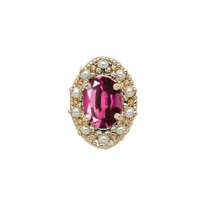 14 Karat Gold Slide with Rhodolite Garnet center and Pearl accents