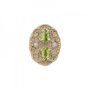 14 Karat Gold Slide with Peridot center and Pearl accents