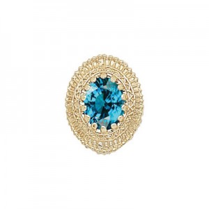 14 Karat Gold Blue Zircon Slide