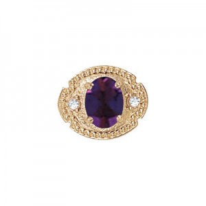 14 Karat Gold Slide with Amethyst center and Diamond accents