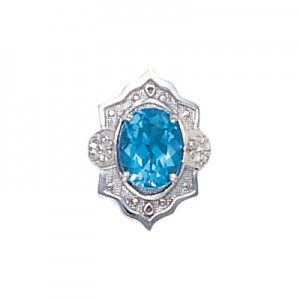 14 Karat Gold Blue Topaz Slide