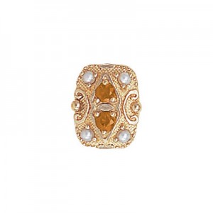 14 Karat Gold Slide with Citrine center and Pearl accents