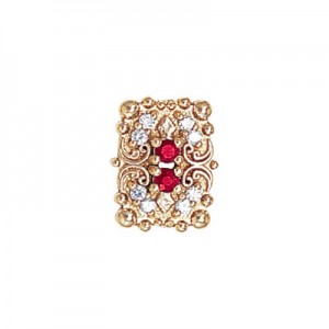 14 Karat Gold Slide with Ruby center and Diamond accents