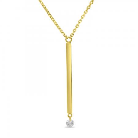 14K Yellow Gold Dangling Bar Pierced Diamond Dashing Diamond Necklace