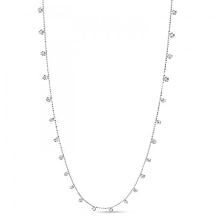 14K White Gold Dashing Diamond 2.40 ct Half Cleopatra 18 in Bead Chain Necklace