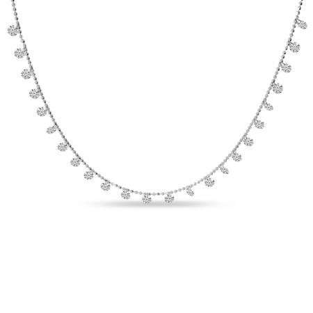 14K White Gold Dashing Diamonds 24 Diamond 1.92 Ct 18 inch Necklace