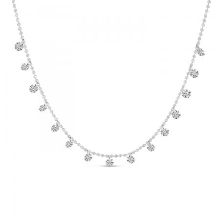 14K White Gold Dashing Diamonds 15 Diamond 0.75 ct 18 inch Necklace