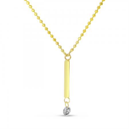 14K Yellow Gold Dangling Bar Pierced Diamond Dashing Diamond Necklace