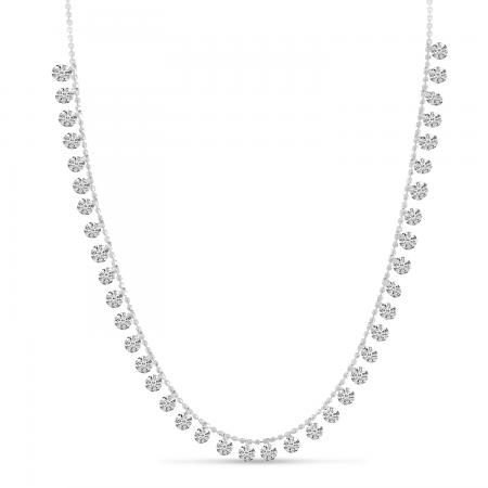 14K White Gold Dashing Diamonds Half Cleopatra 16 Beaded Necklace\"