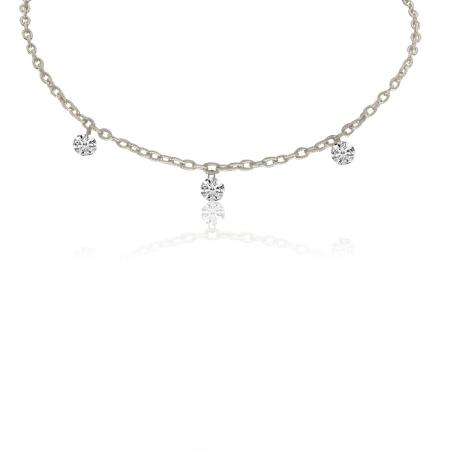 14K White Gold 20 inch .75 ct Triple Diamond Dashing Diamonds Necklace