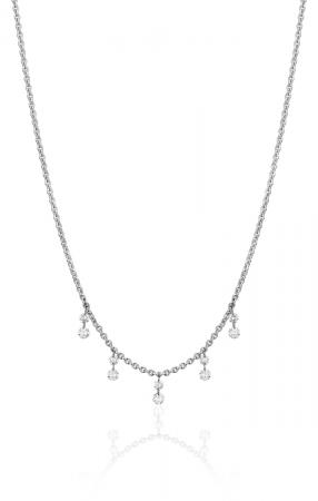 14K White Gold 5 Stone Pierced Double Diamond Dashing Diamond Necklace