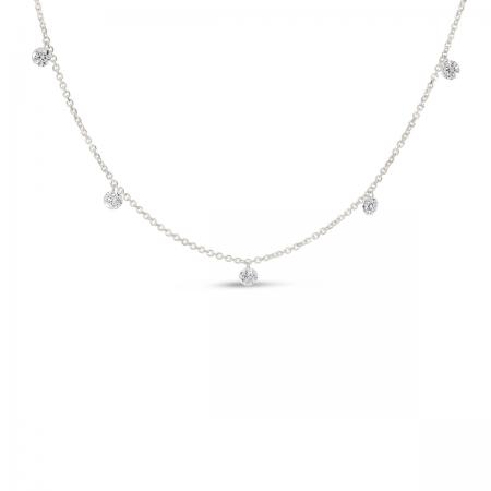 14K White Gold 5 Diamond .50 ct Dashing Diamond 18 inch Cable Chain Necklace