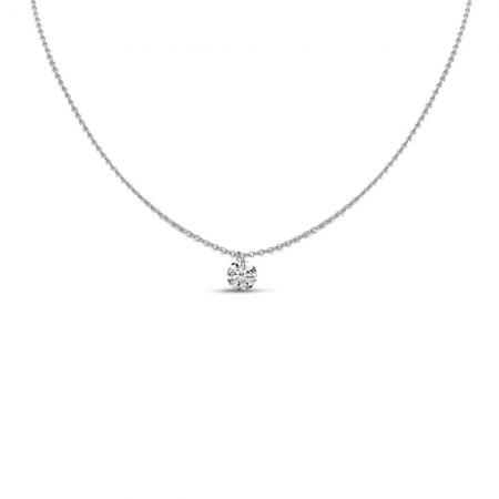 14K White Gold Dashing Diamond Single Diamond Adjustable 22 inch Cable Necklace