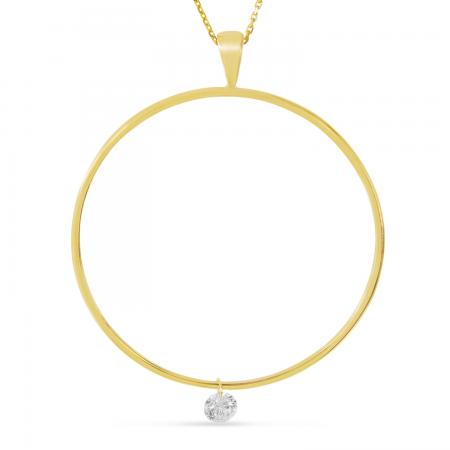 14K Yellow Gold .15 ct Swinging Dashing Diamond Cirle Pendant