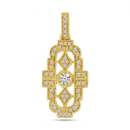 14K Yellow Gold Art Deco Diamond Pendant