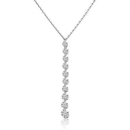 14K White Gold Graduated Dashing Diamond Drop Cable Chain Necklace