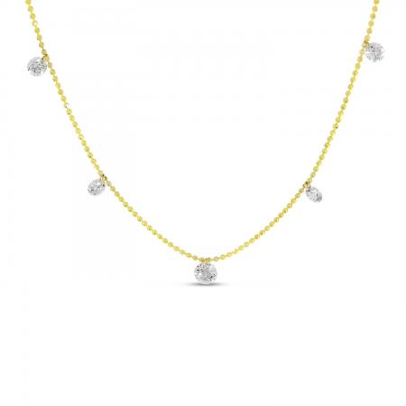 14K Yellow Gold Dashing Diamond 7 stone Diamond By the Yard 18 Necklace\"