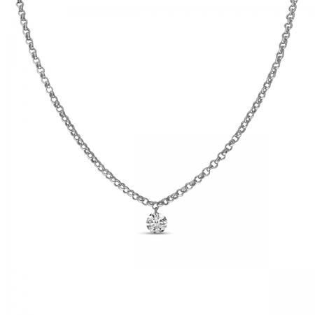 14K White Gold Single .15 ct Pierced Diamond Dashing Diamond Necklace