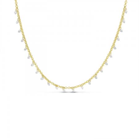 14K Yellow Gold Dashing Diamond 24-Stone Rolo Necklace