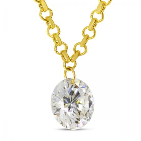 14K Yellow Gold Dashing Diamond Single Pierced Cable 18 inch Necklace