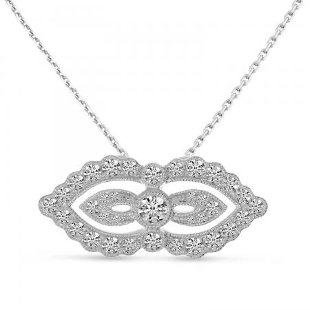 14K White Gold Diamond East West Pendant