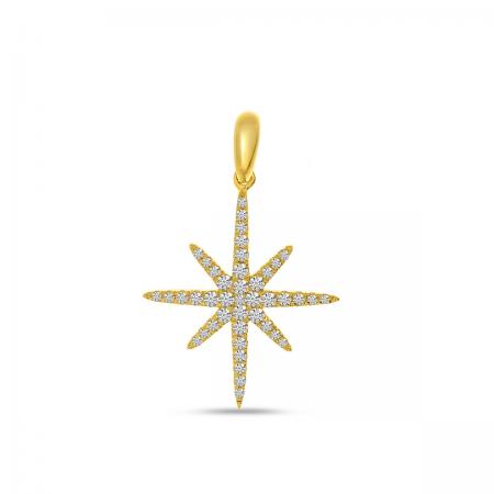 14K Yellow Gold Diamond Starburst Pendant