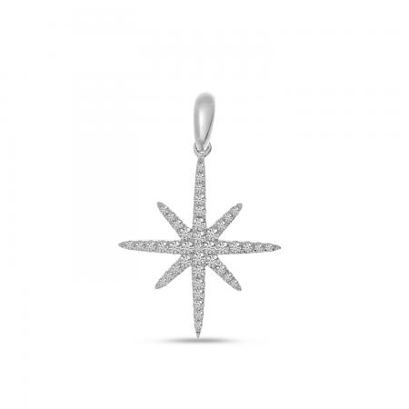 14K White Gold Diamond Starburst Pendant