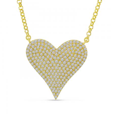 14K Yellow Gold Diamond Heart Necklace