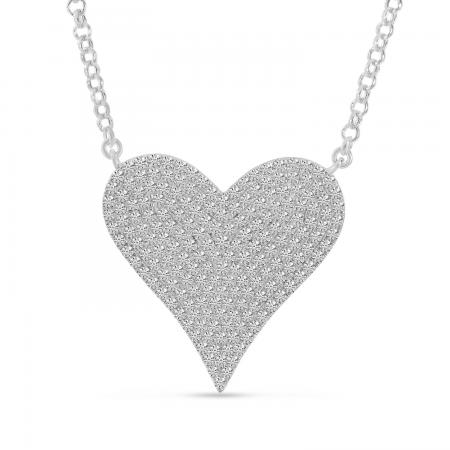 14K White Gold Diamond Heart Necklace