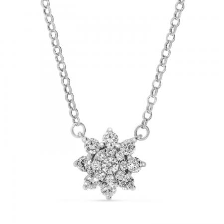 14K White Gold Diamond Starburst Necklace