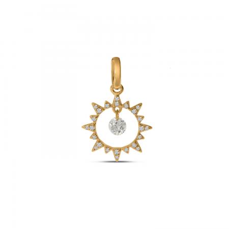 14K Rose Gold Dashing Diamonds Sun Pendant