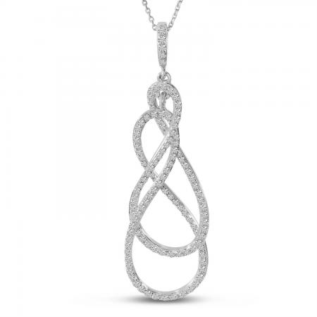 14K White Gold Overlap Swirl Pendant