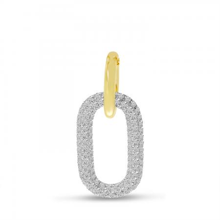 14k Yellow Gold Pave Diamond and Gold Link Pendant