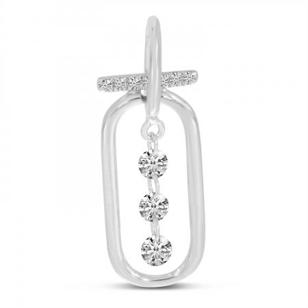 14K White Gold Dashing Diamond Large Paper Clip Pendant