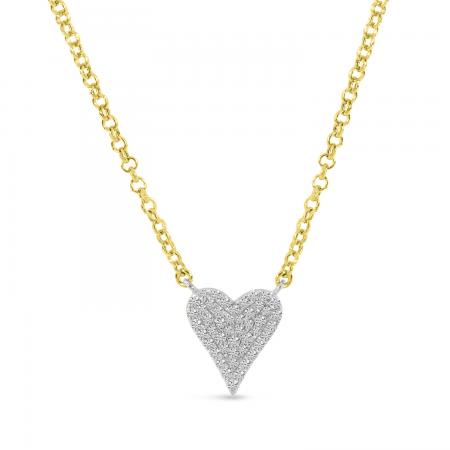 14K Two Tone Gold Small Diamond Heart Necklace