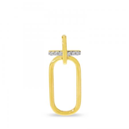 14K Yellow Gold Diamond Wire Paperclip Pendant