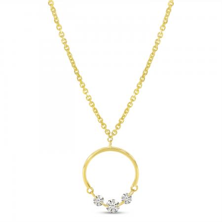 14K Yellow Gold Dashing Diamond Half Circle Necklace