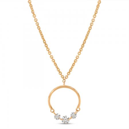 14K Rose Gold Dashing Diamond Half Circle Necklace