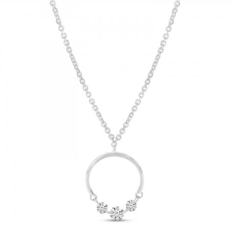 14K White Gold Dashing Diamond Half Circle Necklace